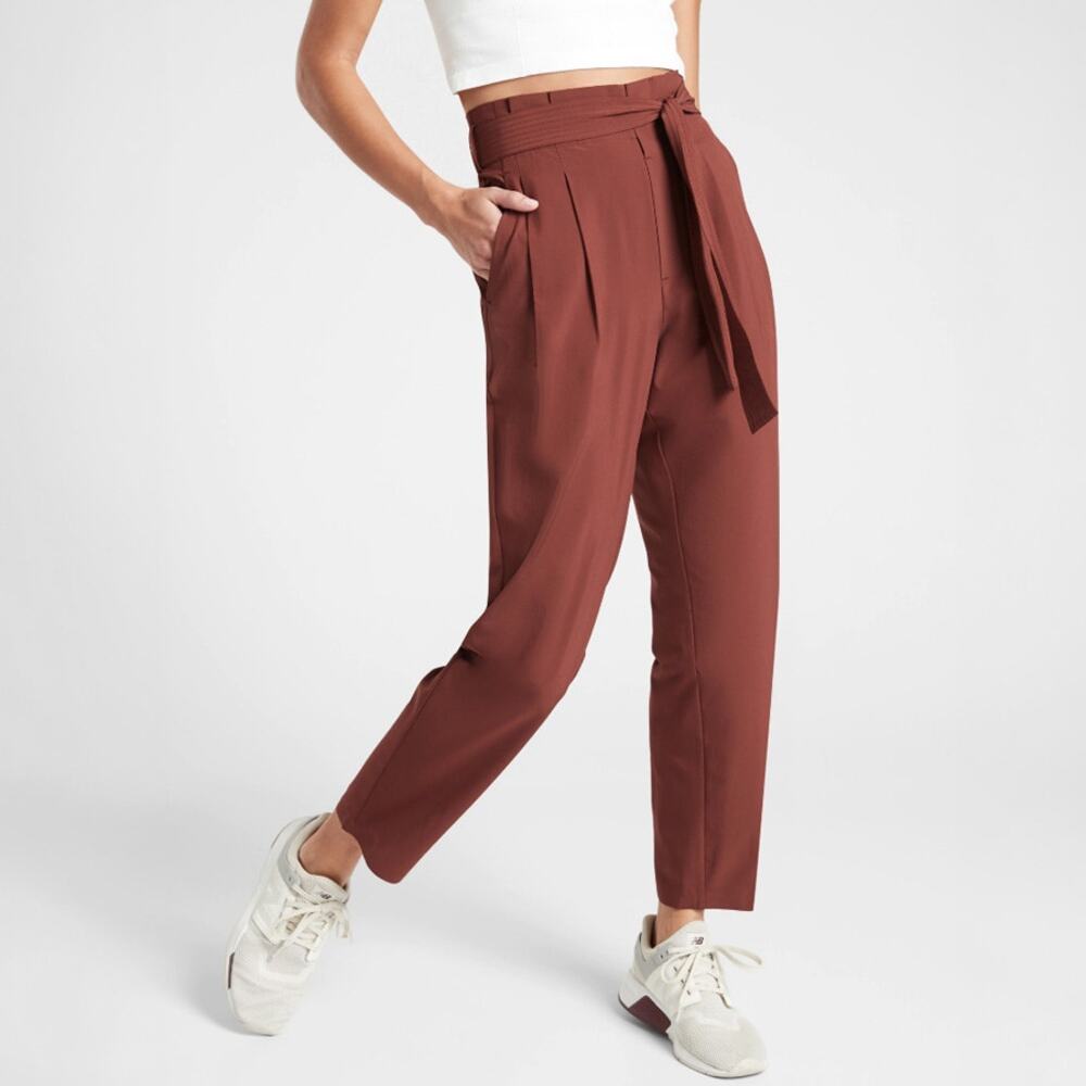 Athleta Skyline Pant II in Rust Terracotta High Rise Tie Waist Size 12